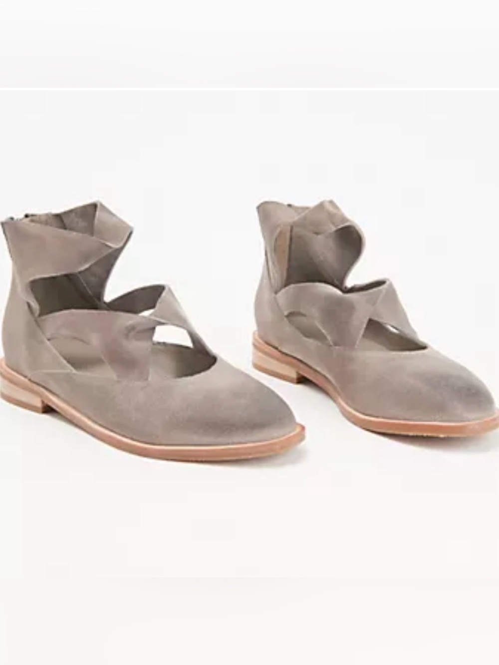 Antelope Lalana Suede Grey gray Cross-Strap Ankle Mary Jane Flats NEW BOX 38 / 7